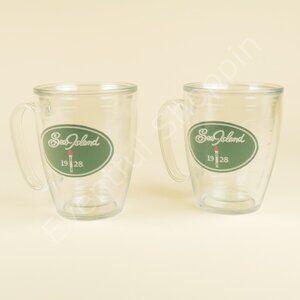 Sea Island Golf Club Plastic Cups 12oz Clear Set of 2